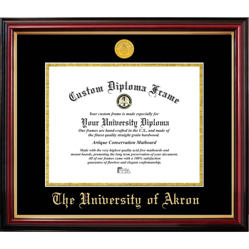 Cadre de petit diplôme de l'Université d'Akron, NCAA Akron Zips, L 11 po x H 8,5 po