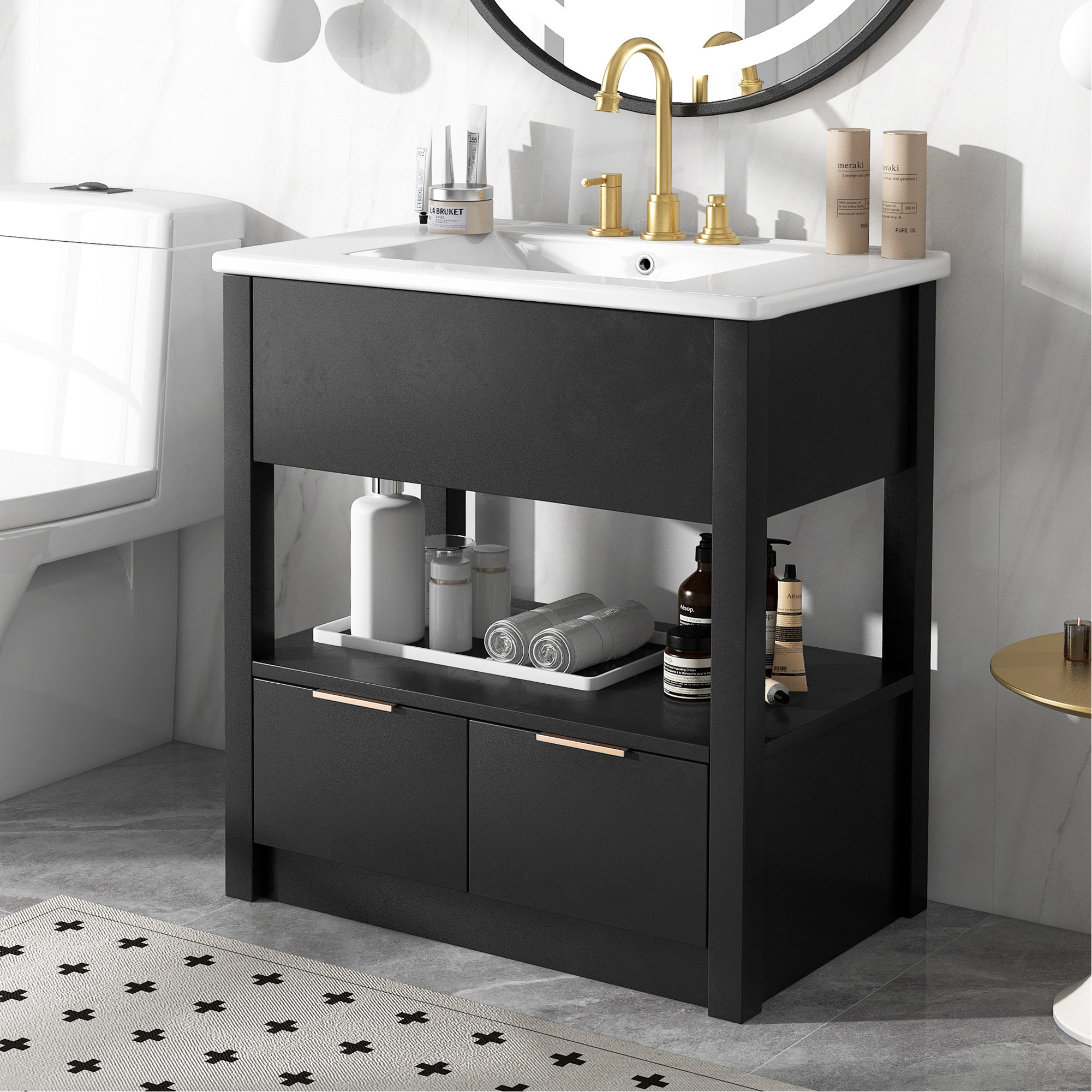 Hokku Designs Jeck Modern Bathroom Cabinet, Triangle Corner