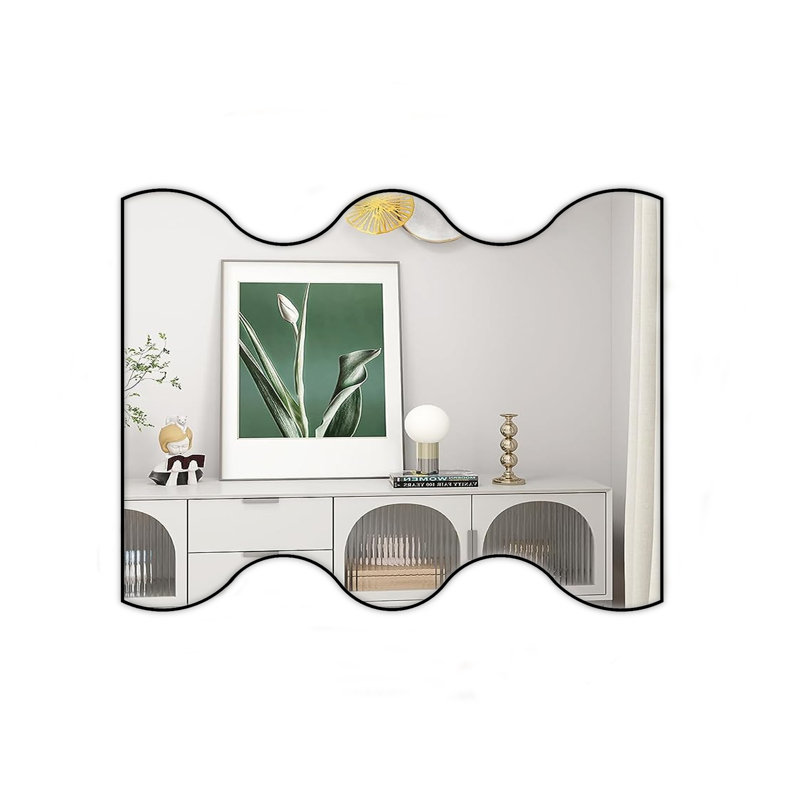 Tregan Metal Wavy Wall Mirror, Black