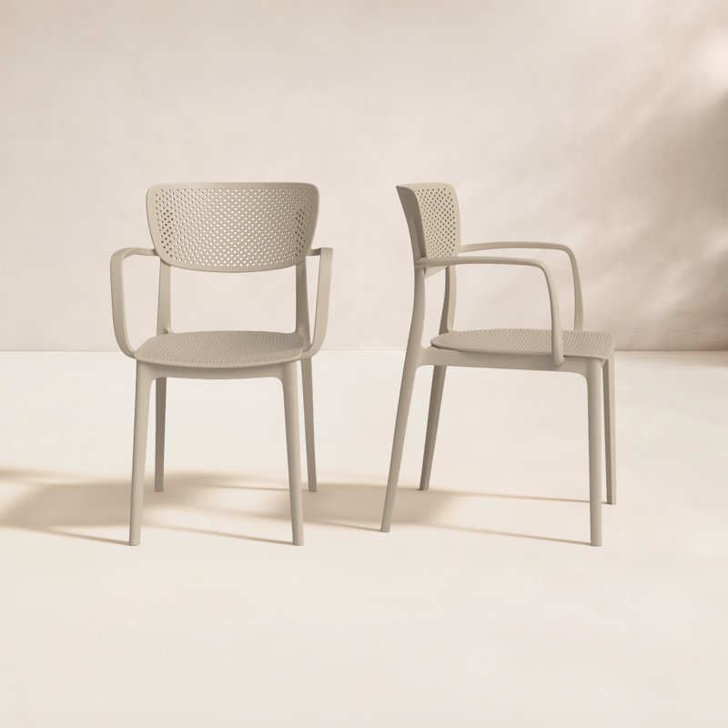 Farrah Stacking Patio Dining Armchair, Taupe