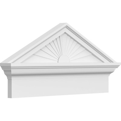 26"W x 13-3/8"H x 2-3/4"P (Pitch 6/12) Peaked Cap Sunburst Architectural Grade PVC Combination Pediment
