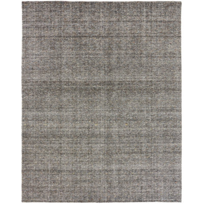 Tapis gris en laine et soie tissé à plat à la main Beckwith