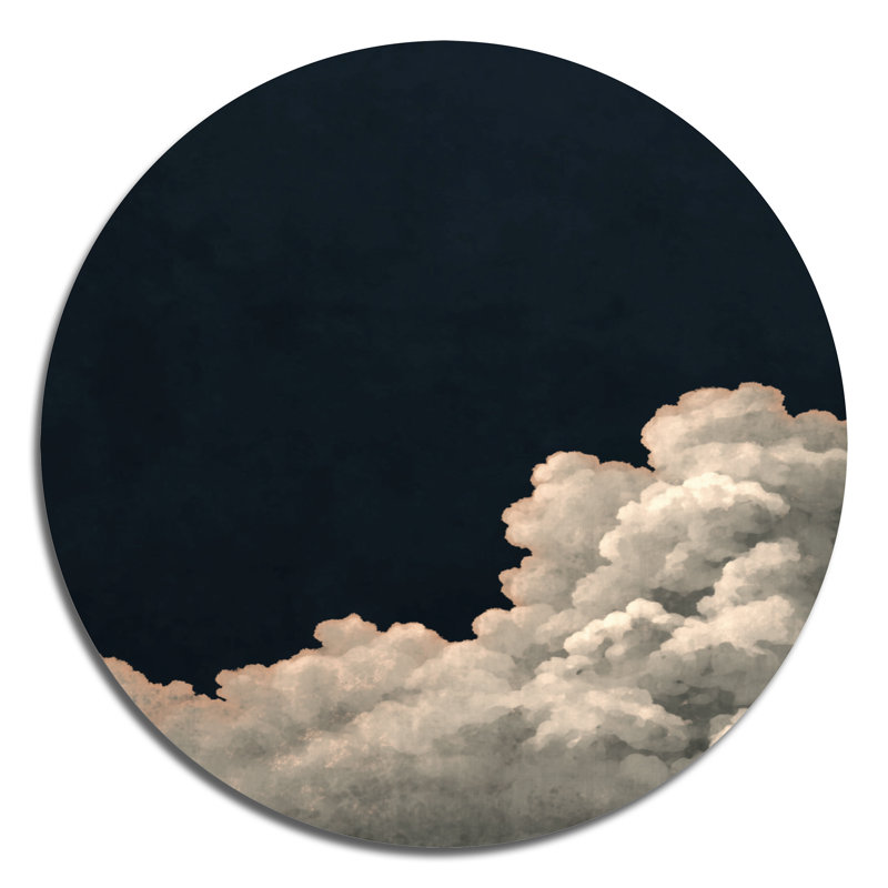 Décoration murale ronde en métal Fluffy White Clouds In The Sky - Paysages, L 29 po x H 29 po
