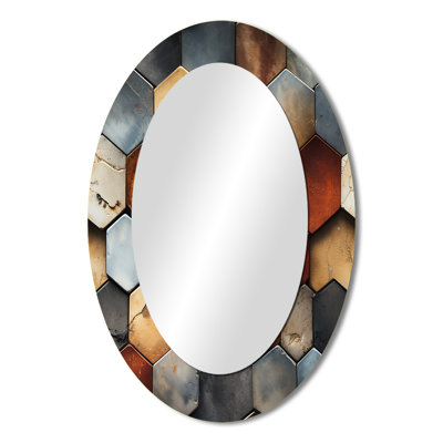 Tymvou - Geometric Oval Decorative Mirror On Metal