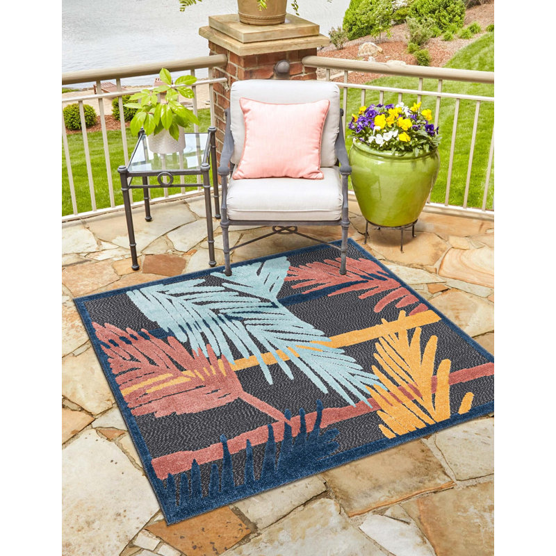 Parley Floral Indoor / Outdoor Rug, Square 7'10"