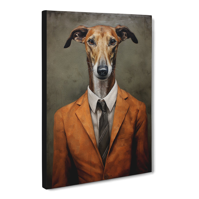 Greyhound In A Suit Painting - Wrapped Canvas, 60cm H x 40cm W x 3cm D
