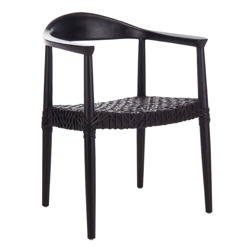 Kazbah 18.9'' H Leather Upholstered Armchair, Black