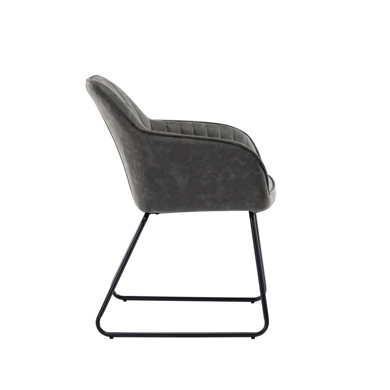 46.99cm H Tufted Upholstered Armchair in Brown, Grey