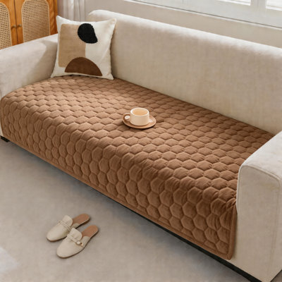 Soft Plush Velvet Sofa Cover, Non-Slip Washable Pet-Friendly Couch Protector