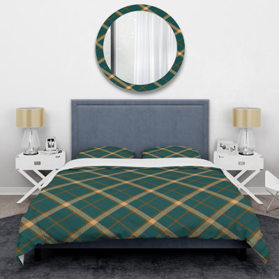 Ensemble de housse de couette en microfibre crème / vert 3 pièces