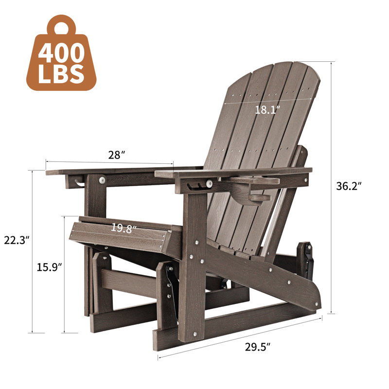 Fauteuil oscillant d'extérieur Hdpe avec dossier réglable à 3 positions (paquet de 1), Brun