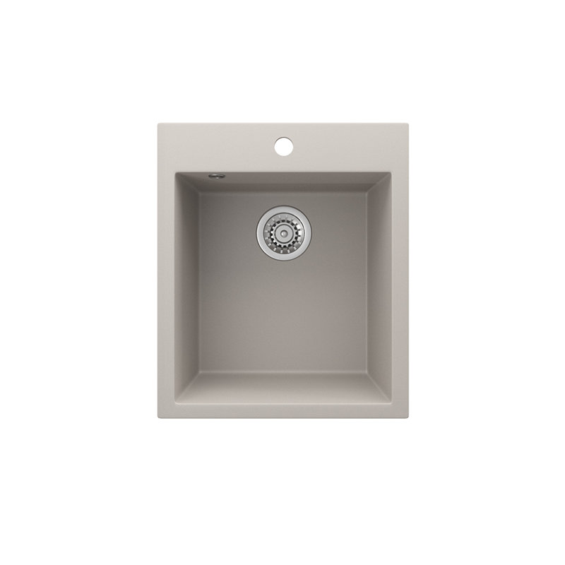 Dakota Fields Brucknell 500mm W Single Bowl Granite Kitchen Sink with 1 Faucet Hole, Beige