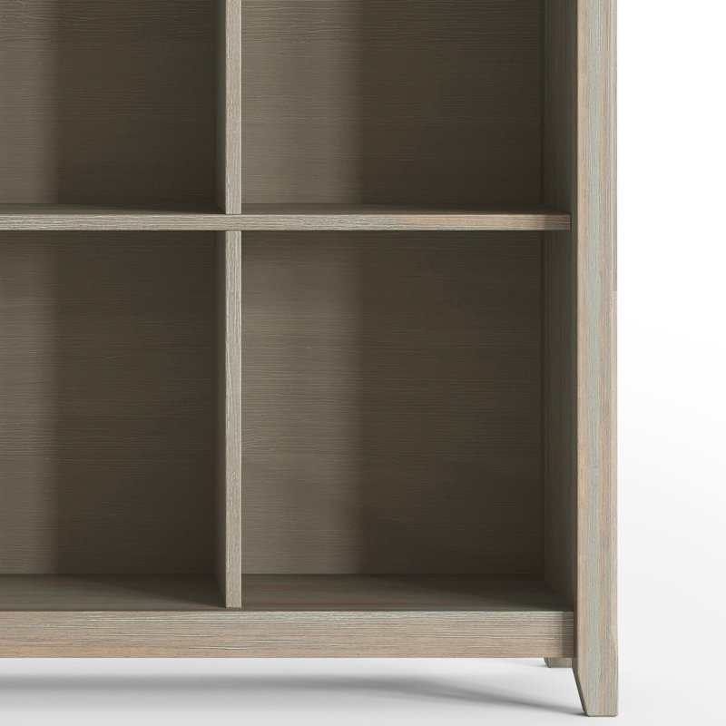Acadian 44"W Solid Wood 9 Cube Storage Bookcase with Fixed Shelves, Distressed Grey