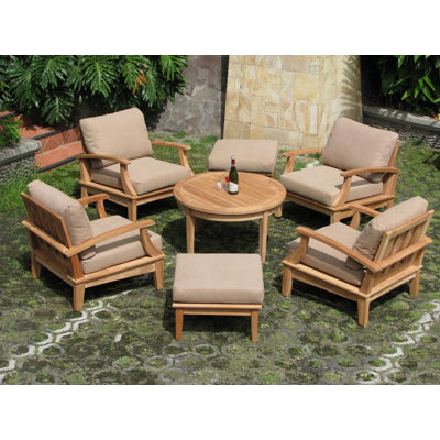 Teak 6 - Person Patio Conversation Sets with Cushions