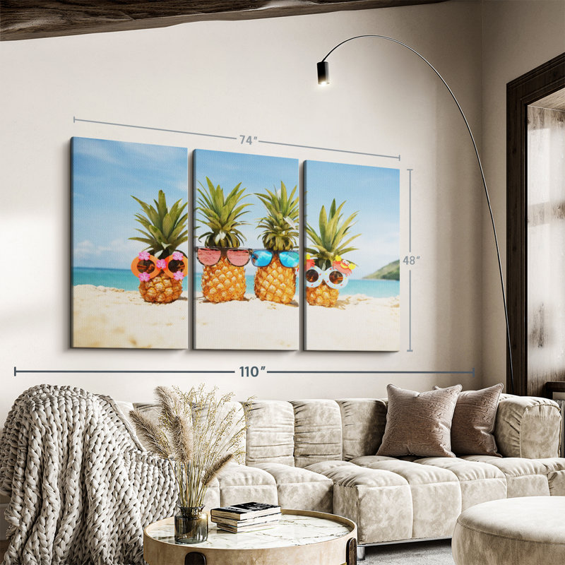"Drôle d'ananas" sur toile, H 48 po x l 74 po