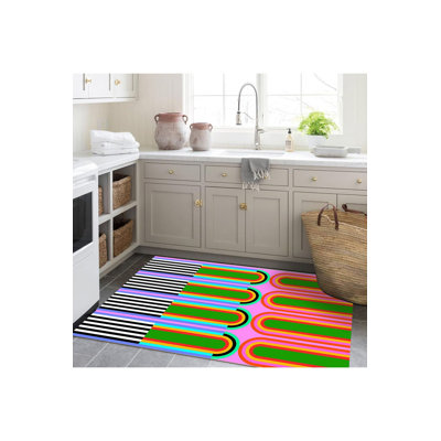 Tapis décoratif multicolore à motif géométrique abstrait