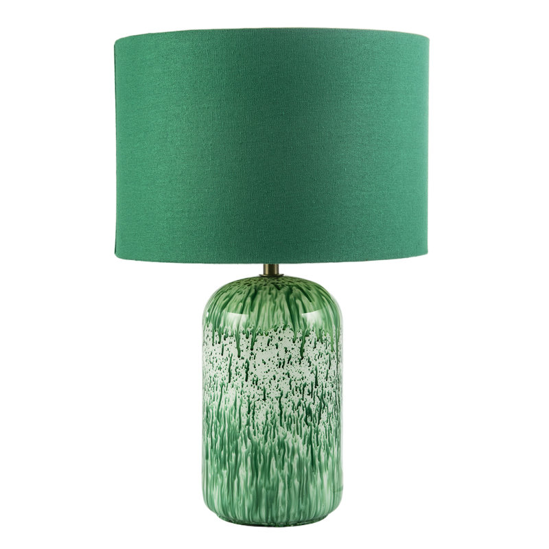 Glass Table Lamp, Green, Green/White