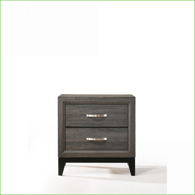 Valdemar Weathered Gray 2-Drawer Modern Nightstand