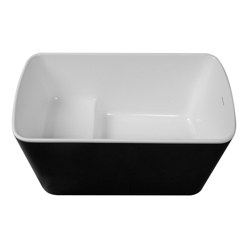 Baignoire de trempage autoportante en acrylique, baignoire de trempage japonaise de forme carrée, conception encastrée avec trop-plein et drain chromés, disponible pour livraison express, noir brillant 23 AMA-49B