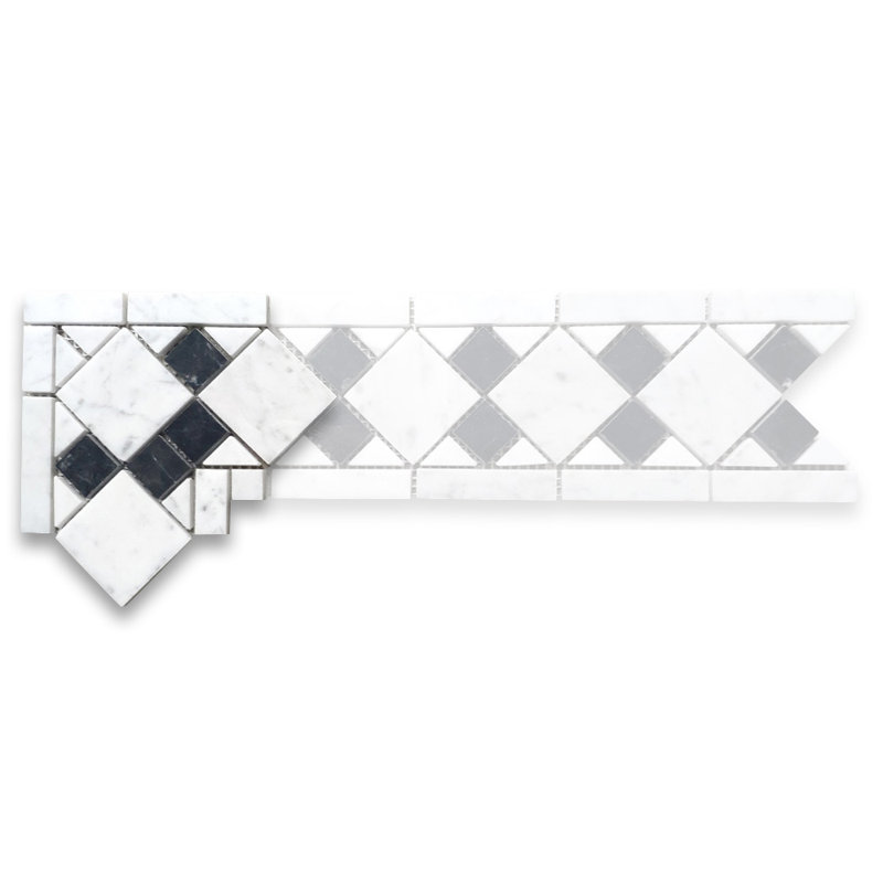 4.8 in. x 4.8 in. Marble Tile, White/Black