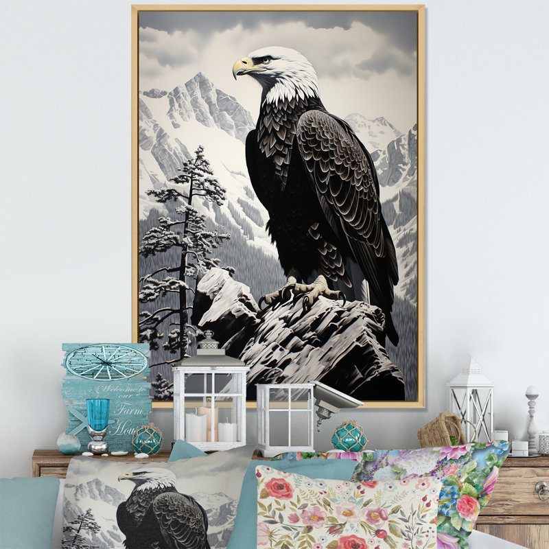 «Mosaic Bold Eagle Majesty II», reproduction sur toile, Cadre naturel flottant, H 20 po x l 12 po x P 1 po
