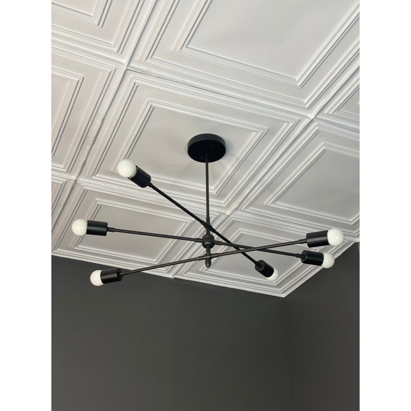 Plafonnier suspendu moderne Mid-Century à 6 ampoules Shanlee, Noir mat
