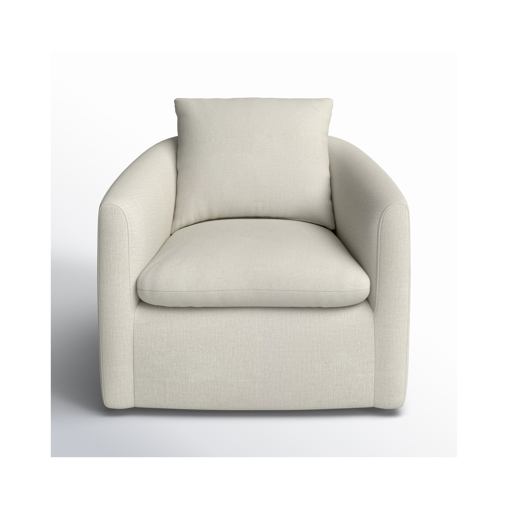 Menta Upholstered Swivel Barrel Chair, Effie Linen Performance Linen