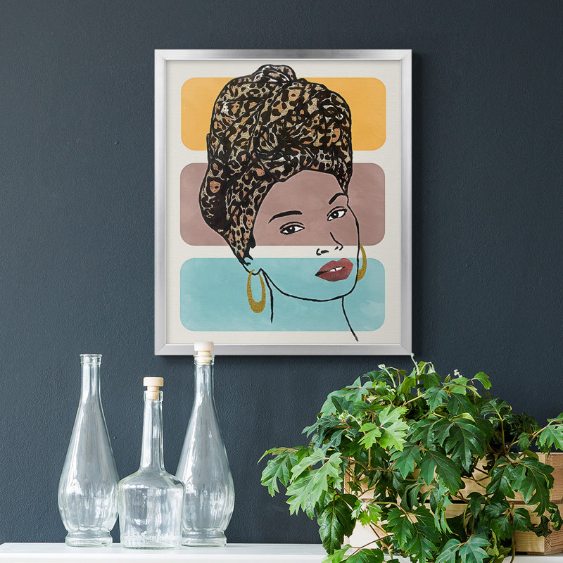 «Head Wrap I», toile encadrée de qualité supérieure - prête à être accrochée, Argent, H 24 po x l 20 po
