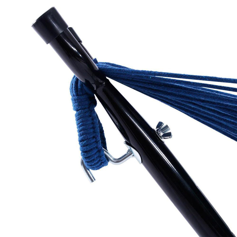 Hamac double classique avec support Hizer, Bleu clair / bleu / blanc