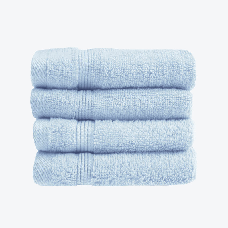 Anishah 4 Piece Egyptian-Quality Cotton Face Cloths Set Quick Dry, Baby Blue