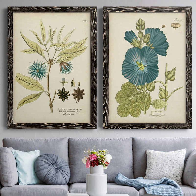 Eloquent Botanical III - Ensemble de 2 peintures encadrées, H 37,5 po x l 55 po x P 1,5 po, Toile avec cadre noir