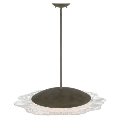  Luminaire suspendu à DEL intégré 31 po Coral Bloom en ardoise noire avec verre pressé transparent