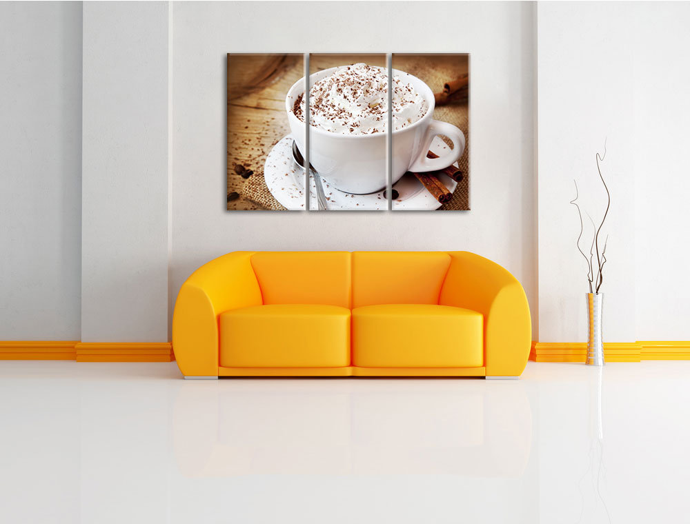 3-tlg. Leinwandbilder-Set „Kaffe mit viel Creme“, Fotodruck