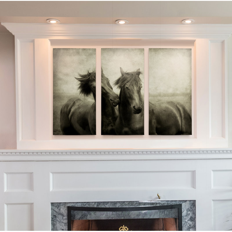 Reproduction d’art graphique sur toile « Horses Don’t Whisper »-3 pièces, H 40 po x l 60 po x P 1,5 po