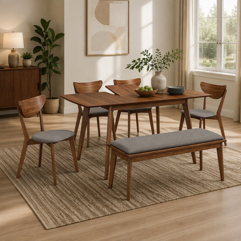 Grey and Natural Walnut 6-Piece Dining Set