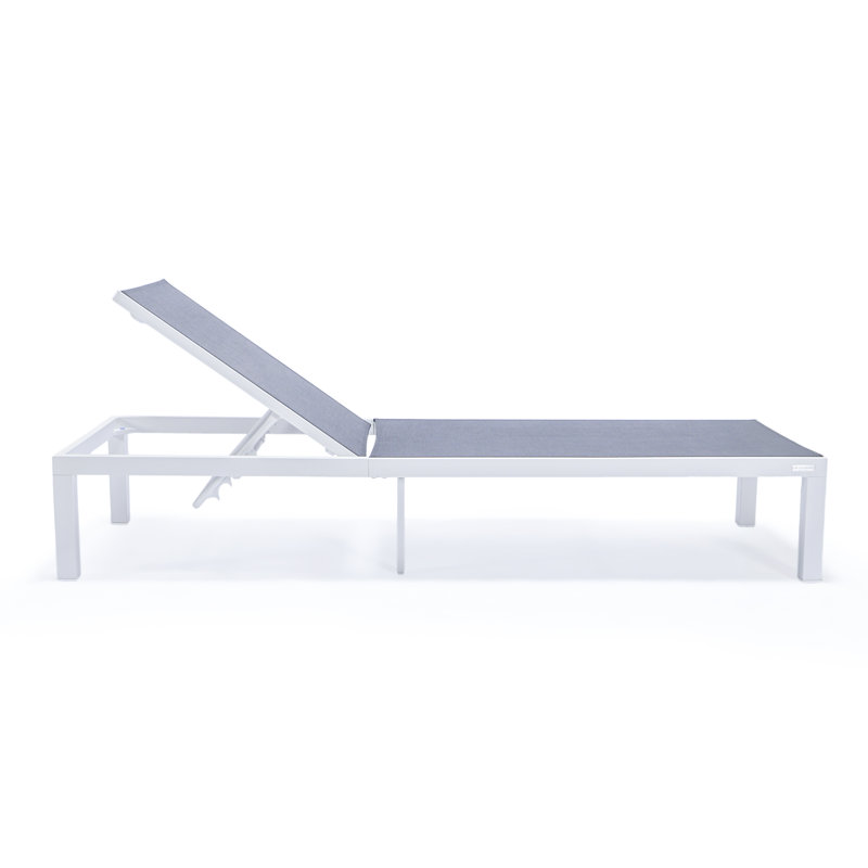 Marlin Modern Aluminum Outdoor Reclining Chaise Lounge - Weather-Resistant Sling Patio Chair for Poolside & Sunbathing