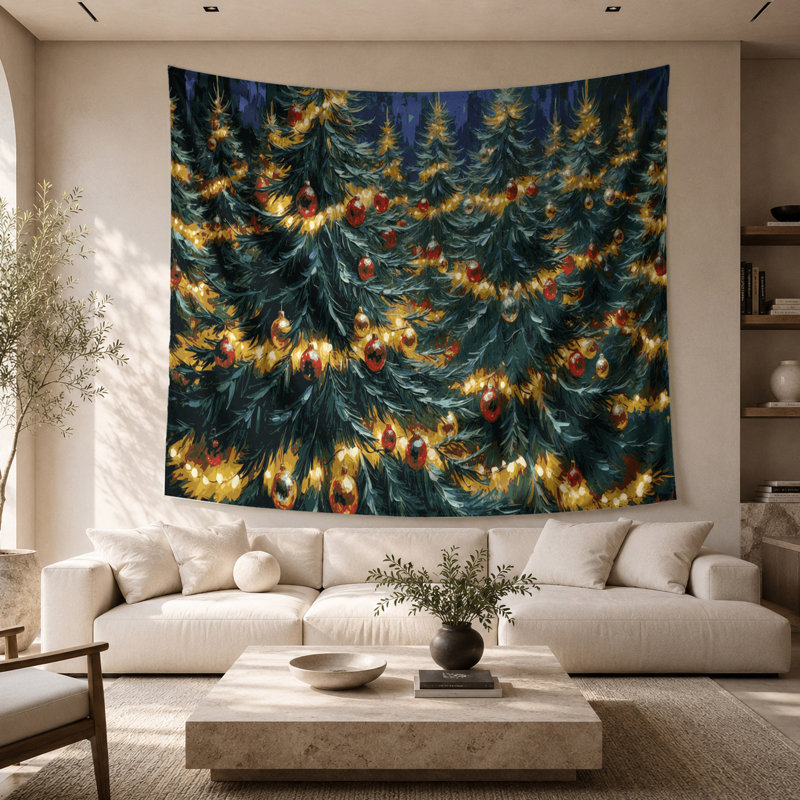 Tapisserie murale Christmas Christmas Trees, 68 po x 80 po