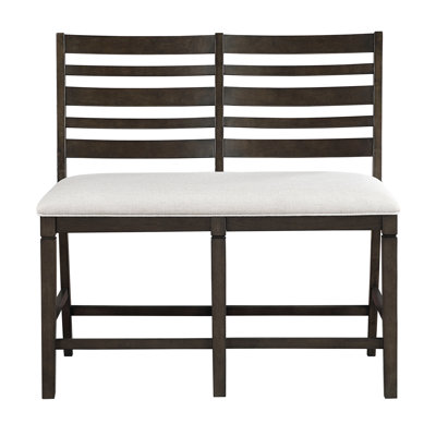 Banc foncé foncé pour la salle à manger, hauteur de comptoir, siège rembourré beige texturé, limite de poids de 250 lb, hauteur du banc de finition de 43 po x 24 po, support à 100%, profondeur du siège