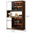 47.24" Walnut Tone Eco Wood Tall Sideboard Cabinet, Coffee Bar Storage Cabinet with Tempered Glass Doors