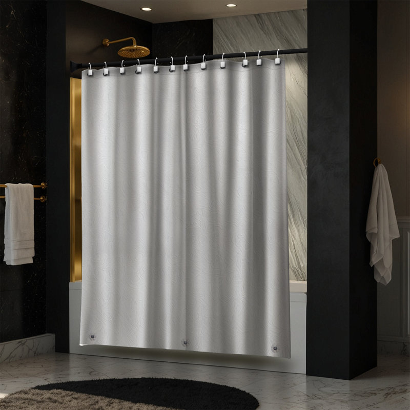 Doublure de douche en PEVA avec œillets noirs Moorefield, 72 po x 72 po, blanc, Blanc