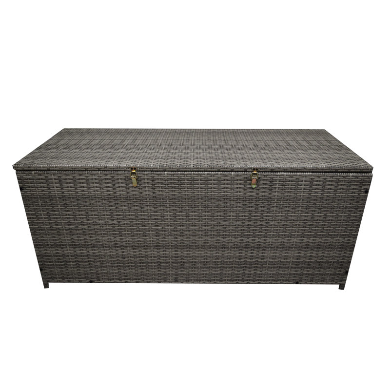 Gray Wicker and Plastic Lockable Outdoor Deck Box