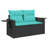 Ebern Designs Patio Sofa With Cushions 2-Seater Black Poly Rattan-1011659591