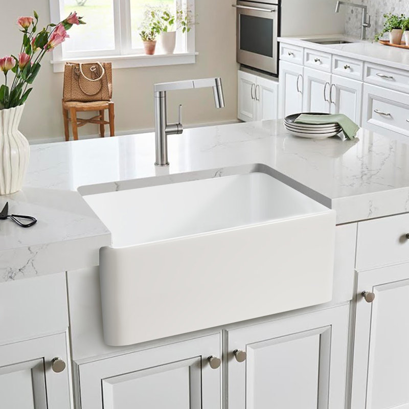 24'' L Farmhouse Single Basin Kitchen Sink, White