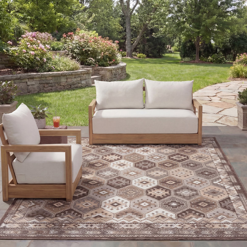Tapis intérieur / extérieur Kaiyanna Sunrise, Rectangle 8 pi x 10 pi