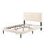 Structure de grand lit plateforme avec tête de lit tapissier et support à lattes de bois. Pas de sommier tapissier requis, beige-1432774560