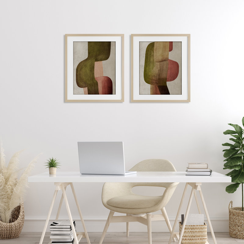 Ensemble de 2 reproductions encadrées sous verre en métal, 1 pièce, Cadre de récolte en pin, H 21 po x l 17 po