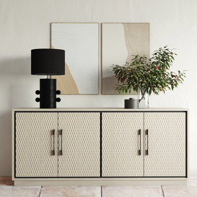 Buffet 65 po avec rangement, buffet pour salle à manger, lotus blanc
