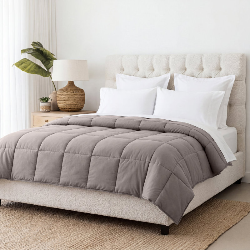All-Season Reversible Down Alternative 100% Microfiber Comforter, Silver, Queen Comforter