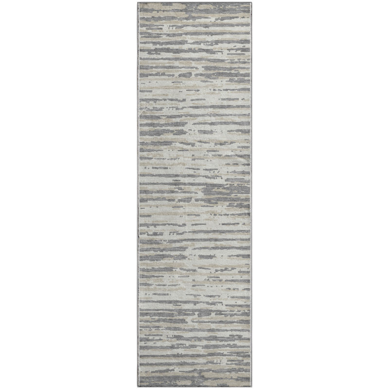 Premium Machine Washable Prisco Gray Rug, Runner 2'3" x 7'6"