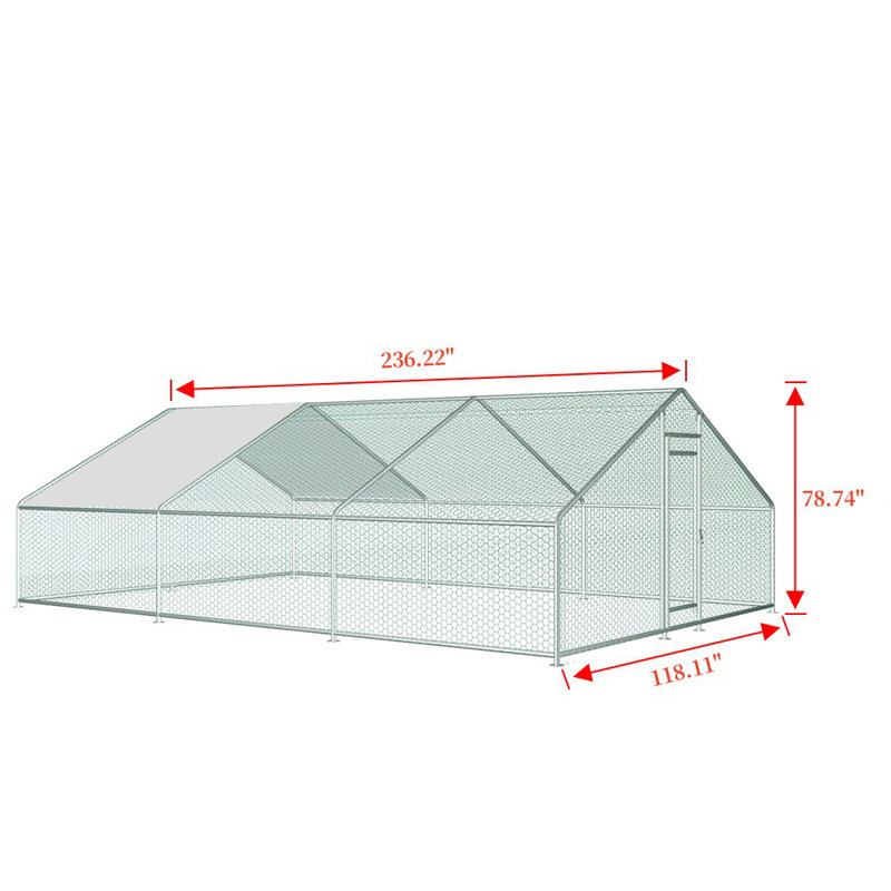 Parc à poules Dannish, H 78,74 po x l 118,11 po x P 236,22 po